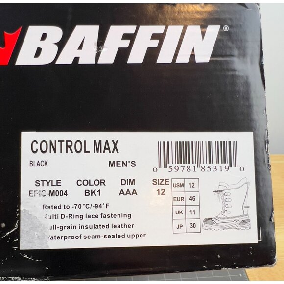 Baffin Men's Control Max Insulated Waterproof Winter Boots Black Sz. 12 new - Picture 9 of 10
